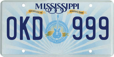 MS license plate OKD999