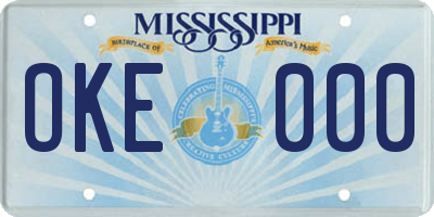 MS license plate OKE000