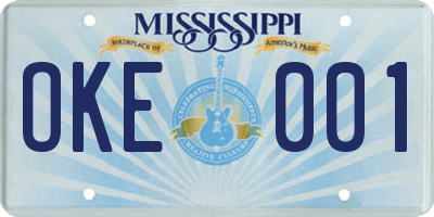 MS license plate OKE001