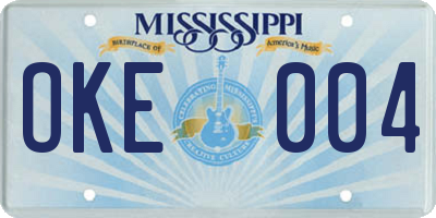 MS license plate OKE004