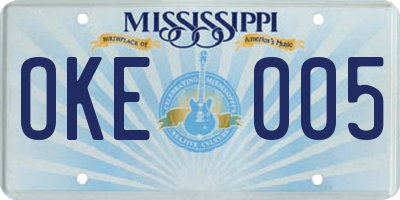 MS license plate OKE005