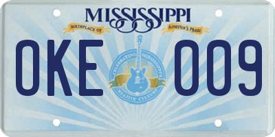 MS license plate OKE009