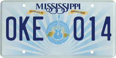 MS license plate OKE014