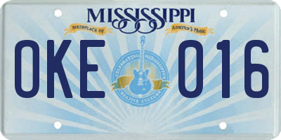MS license plate OKE016