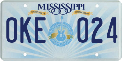 MS license plate OKE024