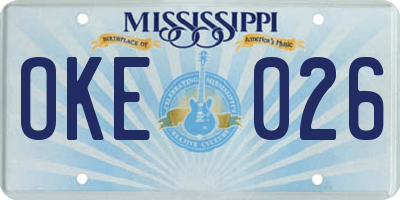 MS license plate OKE026
