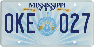 MS license plate OKE027
