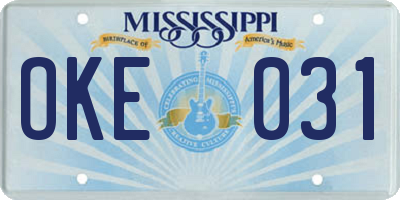 MS license plate OKE031