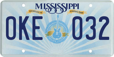 MS license plate OKE032