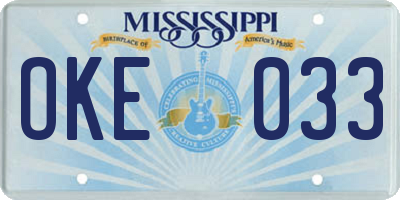 MS license plate OKE033