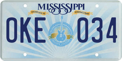 MS license plate OKE034
