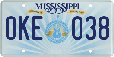 MS license plate OKE038