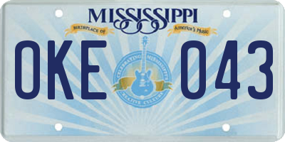 MS license plate OKE043