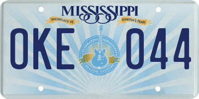 MS license plate OKE044