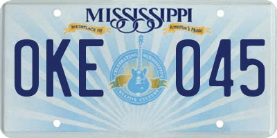 MS license plate OKE045