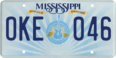 MS license plate OKE046