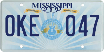 MS license plate OKE047