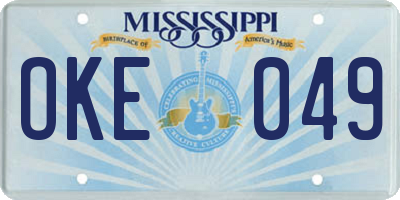 MS license plate OKE049
