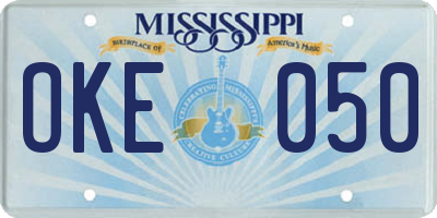 MS license plate OKE050