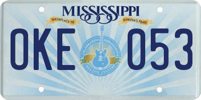 MS license plate OKE053