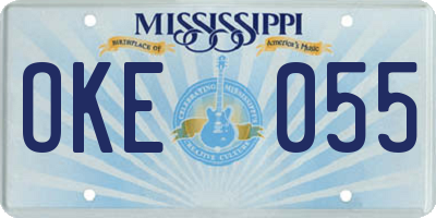 MS license plate OKE055