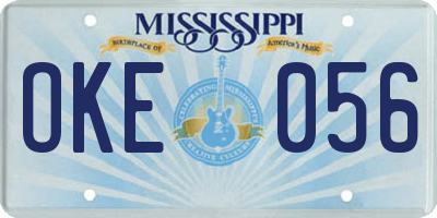 MS license plate OKE056