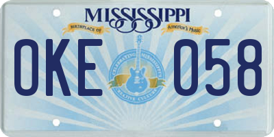 MS license plate OKE058