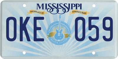 MS license plate OKE059