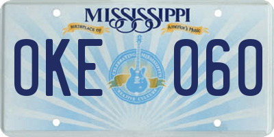 MS license plate OKE060