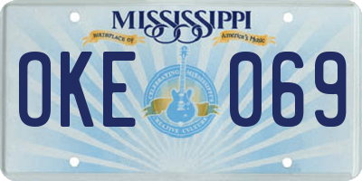 MS license plate OKE069