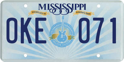MS license plate OKE071