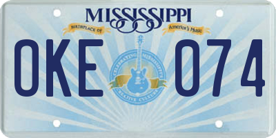 MS license plate OKE074