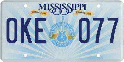 MS license plate OKE077
