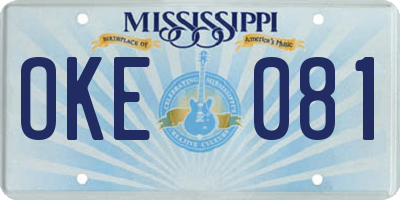 MS license plate OKE081