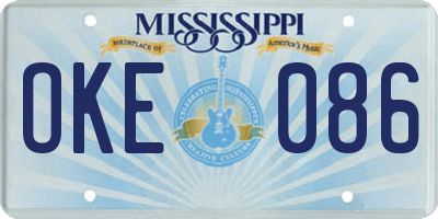 MS license plate OKE086