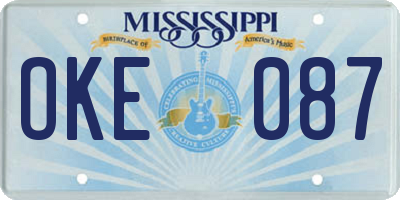 MS license plate OKE087