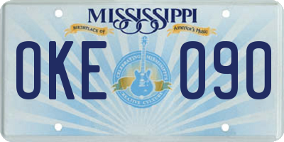 MS license plate OKE090