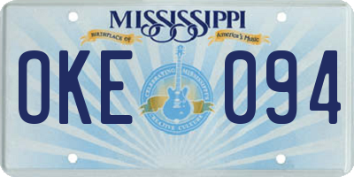 MS license plate OKE094