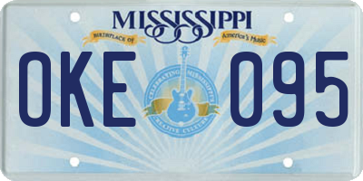 MS license plate OKE095