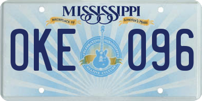 MS license plate OKE096