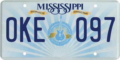MS license plate OKE097