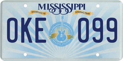 MS license plate OKE099