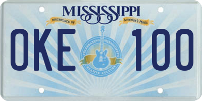 MS license plate OKE100