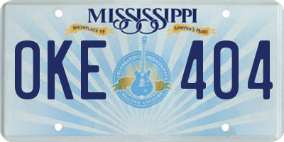 MS license plate OKE404