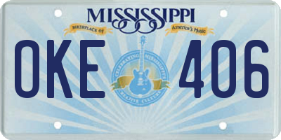 MS license plate OKE406