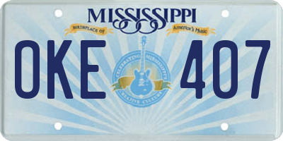 MS license plate OKE407