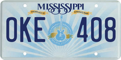 MS license plate OKE408