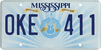 MS license plate OKE411