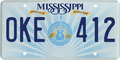 MS license plate OKE412