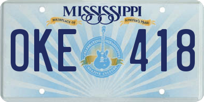 MS license plate OKE418